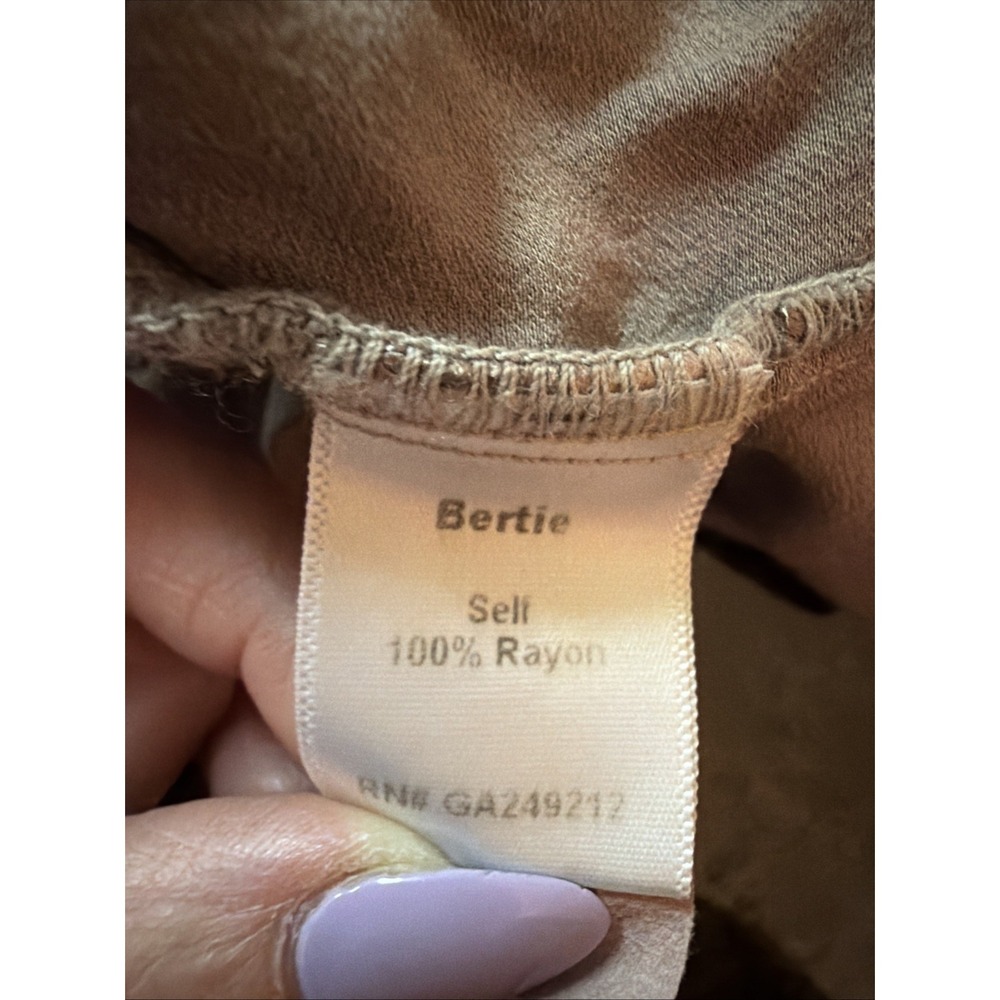 PJ Harlow Satin Pajama Set Bertie Top Mo Bottoms Brown Silky Short Sleeve Sz XS - Picture 4 of 11